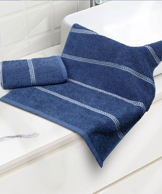Urban Comfort 2 Pc Hand Towel Set,Doodle Blue| 450 GSM Cotton|Dry Fast