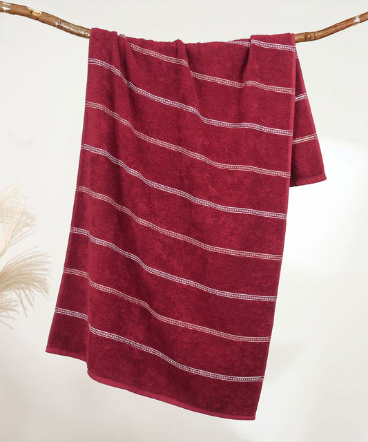 Urban Comfort Bath Towel, Rosie Wine| 450 GSM Cotton|Dry Fast
