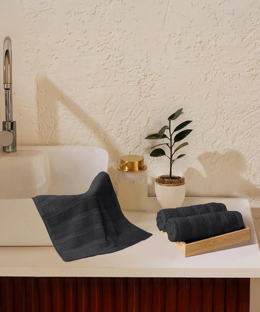 Quick Dry 3 Pc Wash Towel, Black|400 GSM Cotton