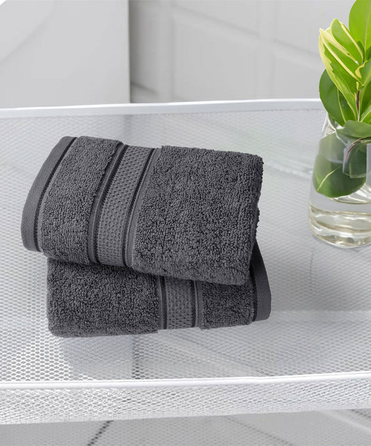 Indulgence 2Pc Hand Towel, Anchor Grey|600 GSM Cotton