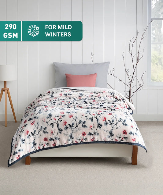 Home Essential Imperial Single Flannel Blanket, Dahlia| 1.3 KG