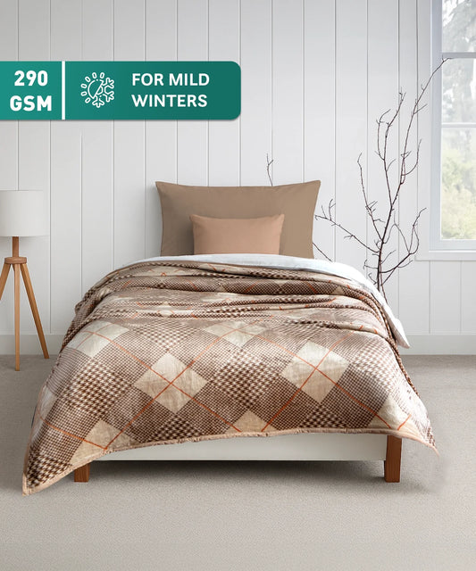 Home Essential Imperial Single Flannel Blanket, Estele| 1.3 KG