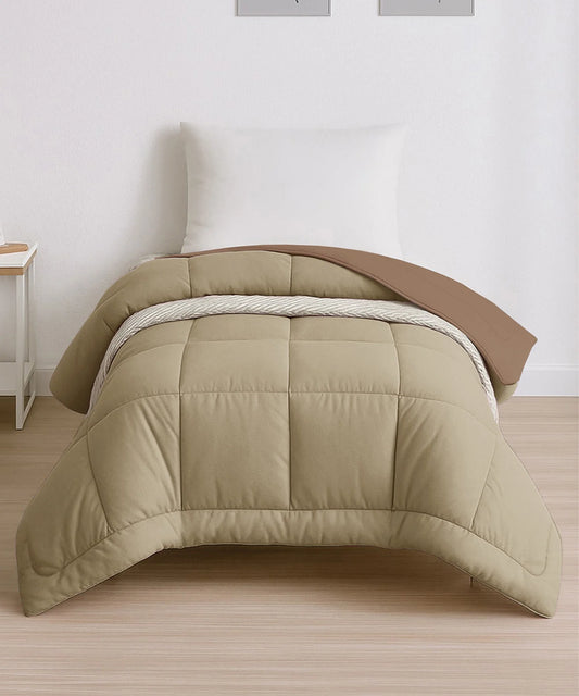 Soft Comfort Solid Single AC Blanket/Comforter, French Roast|200 GSM Micro Polyester|Reversible