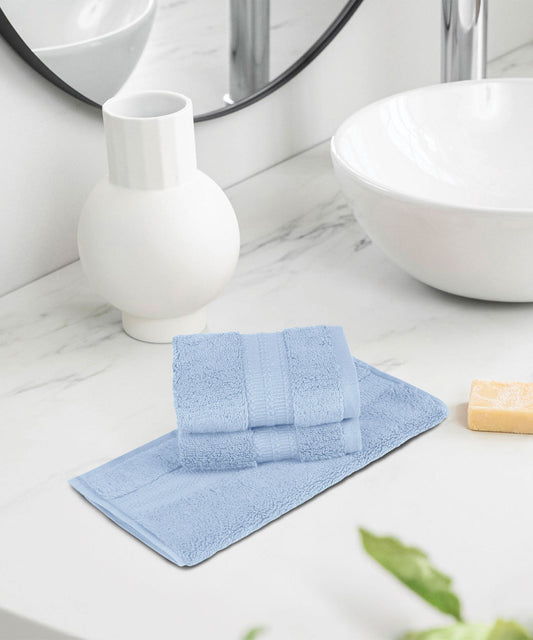 Luxury 3 Pc Face Towel Set, Grace Blue|625 GSM Premium Cotton| Antimicrobial
