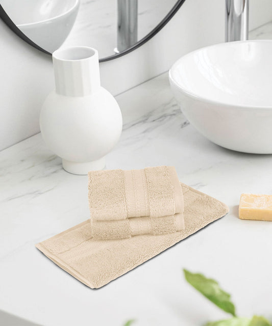 Luxury 3 Pc Face Towel Set, Chiffon Beige|625 GSM Premium Cotton| Antimicrobial
