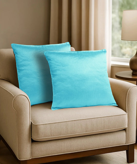 Everyday Solid Single Cushion, Azure Blue| 250 GSM Polyester