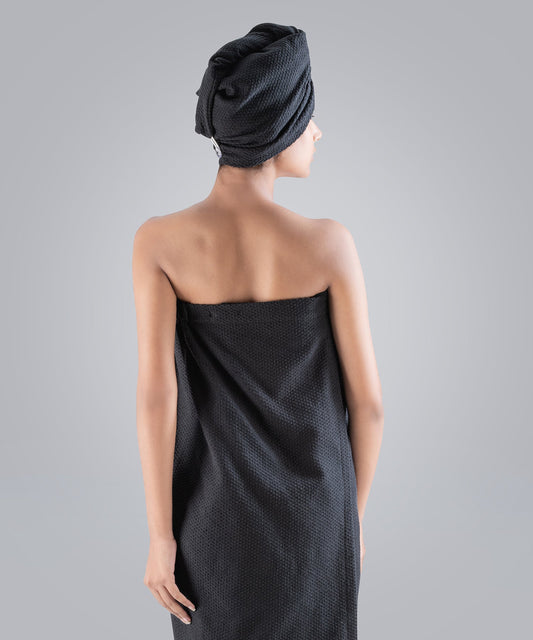 Urban Comfort (Head+Body)Wrap Set, Shoe Black| 240 GSM Cotton