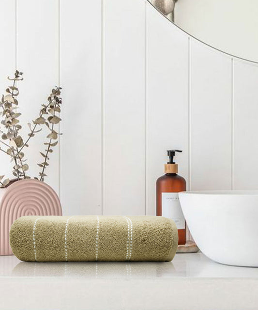 Dusk & Dawn Incense Wood Bath Towel, 400 GSM, Cotton Rich, Weft Insert Solid Towel, Brown