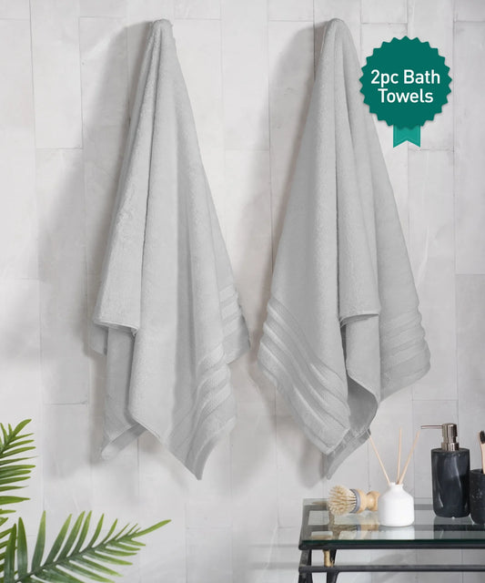 Luxury 2 PC Bath Towel Set, Grey|625 GSM Cotton|Anti Microbial