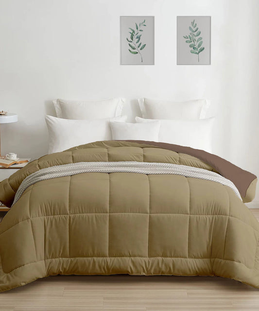 Soft Comfort Solid Double AC Blanket/Comforter, French Roast|200 GSM Micro Polyester|Reversible