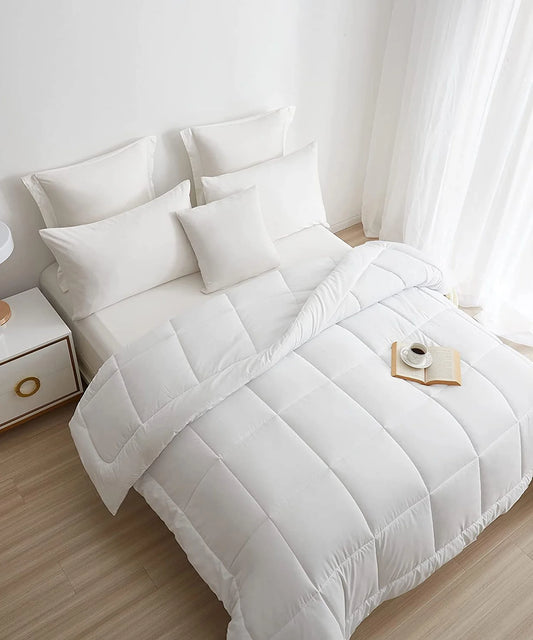 Soft Comfort Solid Double AC Blanket/Comforter,White Frost|200 GSM Micro Polyester|Reversible