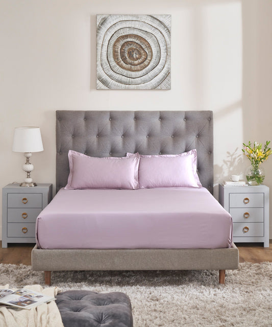 Nectarsoft Solid King Bedsheet Set, Rose Marble| 400 TC Cotton| 4 Pillow Covers