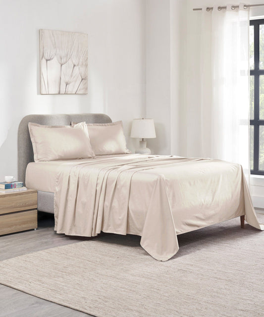 Indulgence Solid King Bedsheet, Teal- Mist |300 TC Cotton|2 Pillow Covers|Thermal Regulation