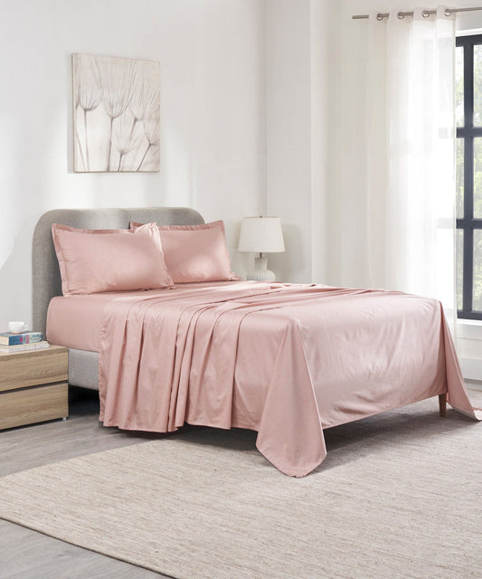 Indulgence Solid King Bedsheet, Teal- Mist |300 TC Cotton|2 Pillow Covers|Thermal Regulation