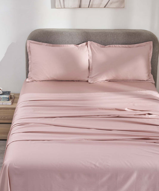 Indulgence Solid King Bedsheet, Teal- Mist |300 TC Cotton|2 Pillow Covers|Thermal Regulation
