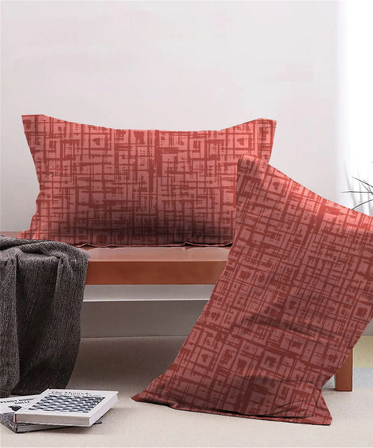 Urban Comfort Pillow Covers Set, Aria Red| 144 TC Cotton