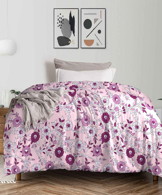 Urban Comfort Desert Gardern Pink Single AC Comforter, 120GSM, 100% Cotton, Floral, Pink
