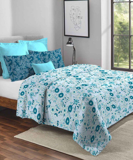Urban Comfort Double AC Blanket/Comforter, Desert Garden Blue |120GSM Cotton