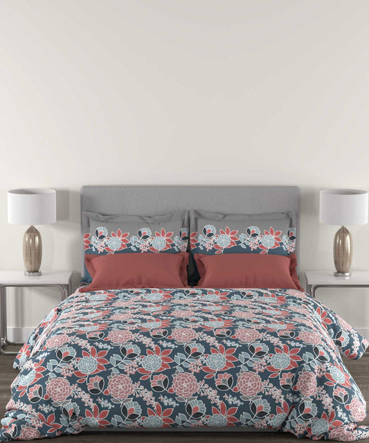 Epitome Queen Bedsheet Set, Midsummer|144TC Cotton| 2 Pillow Covers
