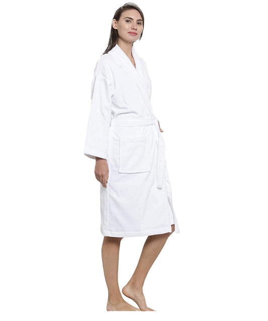 Soft Comfort Unisex Large Bathrobe, Dream White| 300 GSM Cotton| Sheared Velvet Touch
