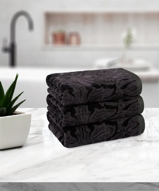 Fashion Hand Towel Set, Charcoal|600 GSM Cotton