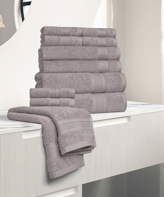 Soft Comfort 12Pc Towel Set, Charcoal|509 GSM Cotton|Air Rich Technology