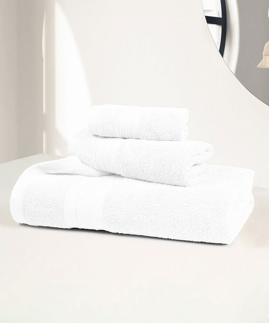 Soft Comfort 3Pc Towel Set, White|509 GSM Cotton|Air Rich Technology