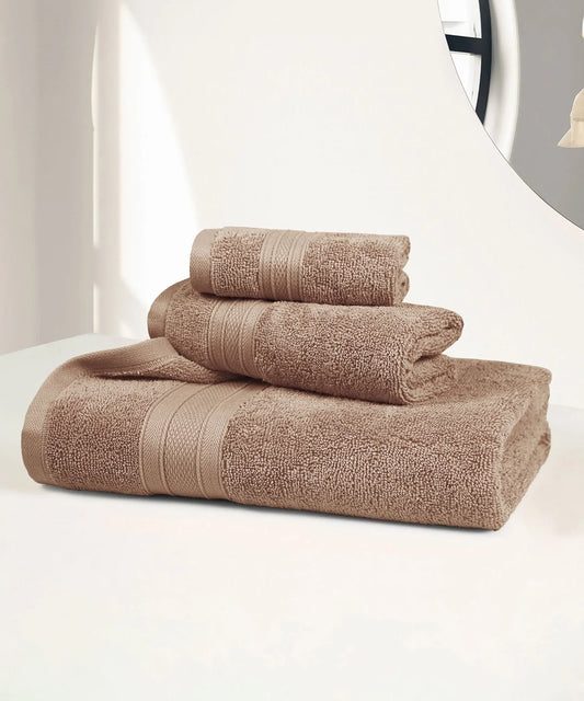 Soft Comfort 3Pc Towel Set, Acron|509 GSM Cotton|Air Rich Technology