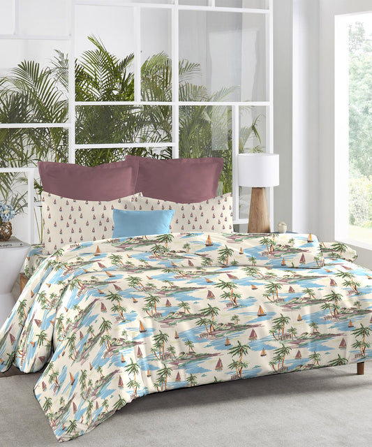 Atulaya Bharat King Bedsheet Set, Go Goa|144 TC Cotton|2 Pillow Covers