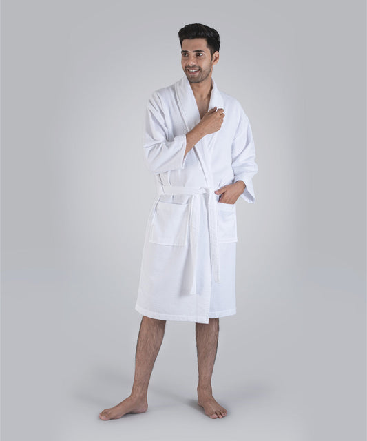 Urban Comfort Unisex Medium Bathrobe, Bright White | 240 GSM Cotton