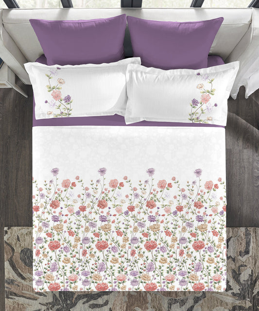 Indulgence Painterly Pattern King Bedsheet Set, Zaria|300TC Cotton| 4 Pillow Covers