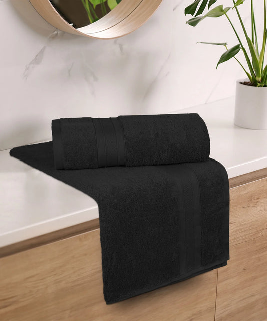 Soft Comfort 2Pc Bath Towel Set, Black|509 GSM Cotton|Air Rich Technology