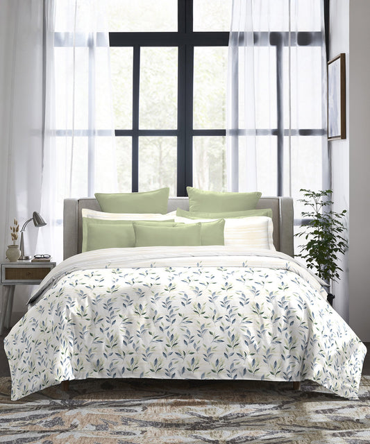 Indulgence King Bedsheet Set, Alexa Olive|300 TC Cotton|4 Pillow Covers