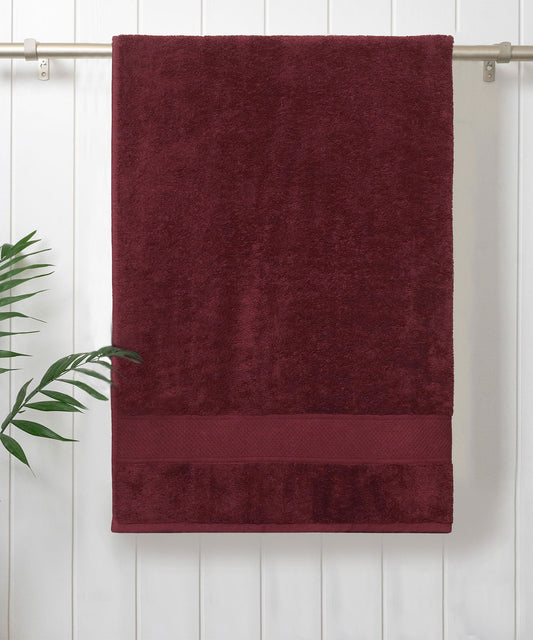 Urban Comfort 1Pc Small Bath Towel, Wine Red| 450 GSM Cotton