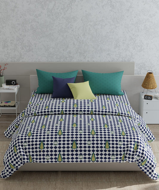 Utsav Queen Bedsheet Set, Mahal Green| 120TC Cotton|2 Pillow Cover