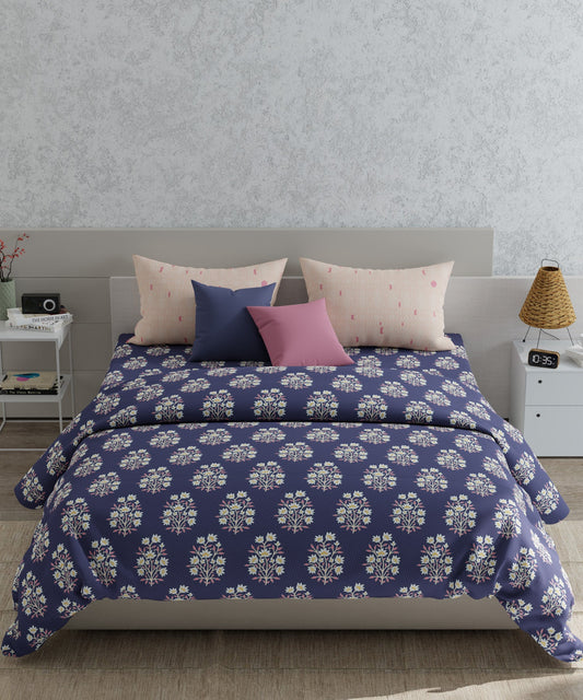 Utsav Queen Bedsheet Set, Chitwan Purple| 120TC Cotton|2 Pillow Cover