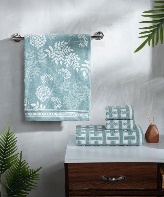 Classic Tranquil Blossoms Towel Set, Harver|550 GSM Cotton