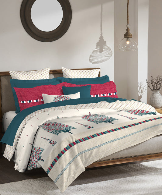 Road To Jaipur Bedding Set, Gulab Bagh| 210 TC|4 Pc Set