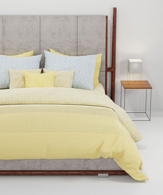 Home Essential King Printed Bedsheet, 144TC, 100% Cotton-Emaar Olive