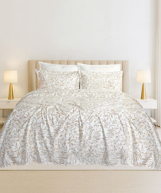 Luxe Home King Bedsheet, Symphony|300 TC Cotton Bamboo|4 Pillow Covers