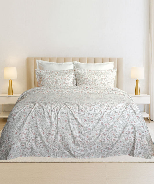 Luxe Home King Bedsheet, Ginni|300 TC Cotton Bamboo|4 Pillow Covers