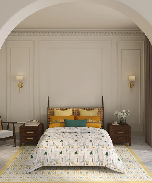 Home Essential Vasant King Bedsheet Set|144 TC Cotton |Siddhi Grey |2 Pillow Covers