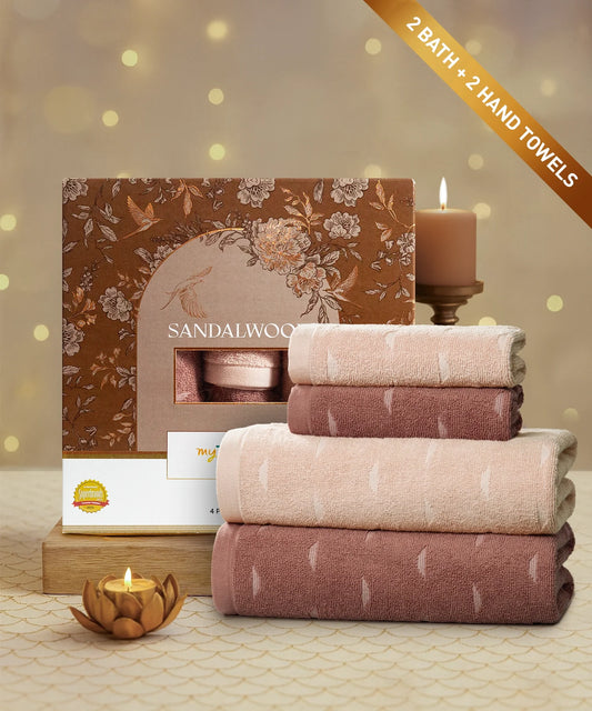 Aroma 4Pc Towel Set, Sandalwood| 500 GSM Cotton