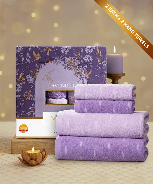 Aroma 4Pc Towel Set, Lavender| 500 GSM Cotton