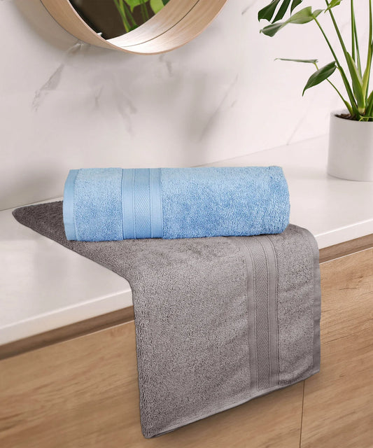 Soft Comfort 2 Pc Bath Towel, Charcoal & Allure| 509 GSM Cotton|Air Rich Technology