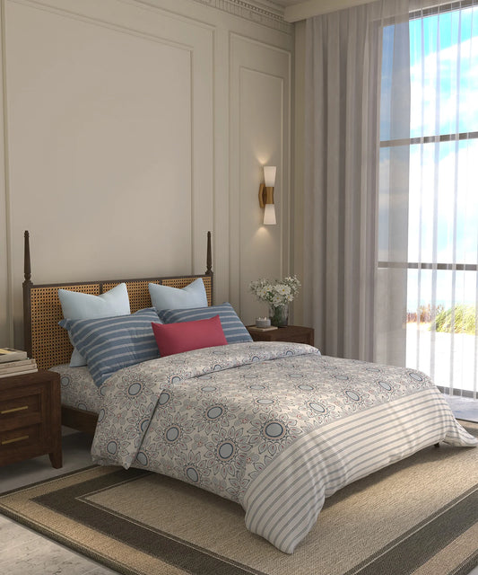 Home Essential Suzani Bedding Set, Vata Stuti|144 TC Cotton| 4 Pc Set