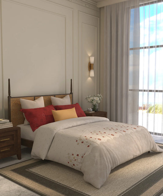 Home Essential Suzani Bedding Set, Zulfiyan|144 TC Cotton| 4 Pc Set