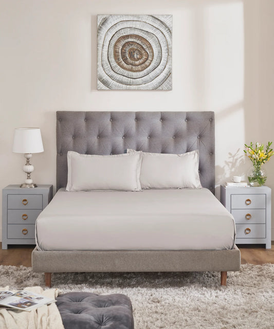 Nectarsoft Signature Select King Bedsheet Set, Pebble|400 TC Cotton| 2 Pillow Covers