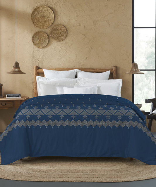 Sanskriti Double AC Blanket/Comforter, Phulkari Blue| 180 GSM Polyester