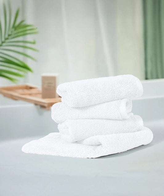 Organic Luxury 4Pc Face Towel, White|650 GSM Organic Cotton